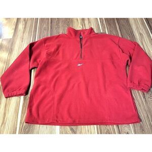 Vintage 90s Reebok Fleece Sweatshirt 1/4 Zip Men's Size XL Red Athletic Logo